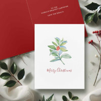Christmas Thank You Cards Watercolor Botanicals