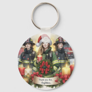 Christmas thank you for firefighters keychain