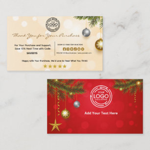 Christmas Thank You for Your Purchase with Logo Business Card