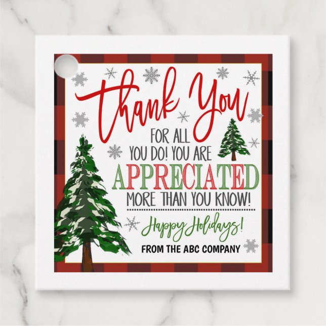 Christmas Thank You Gift Tag (Front)