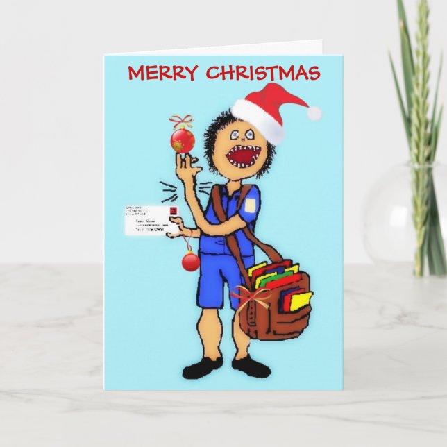 Christmas Thank You Mailman Holiday Card (Front)