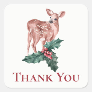 Christmas Thank You Winter Wedding Reindeer Deer Square Sticker