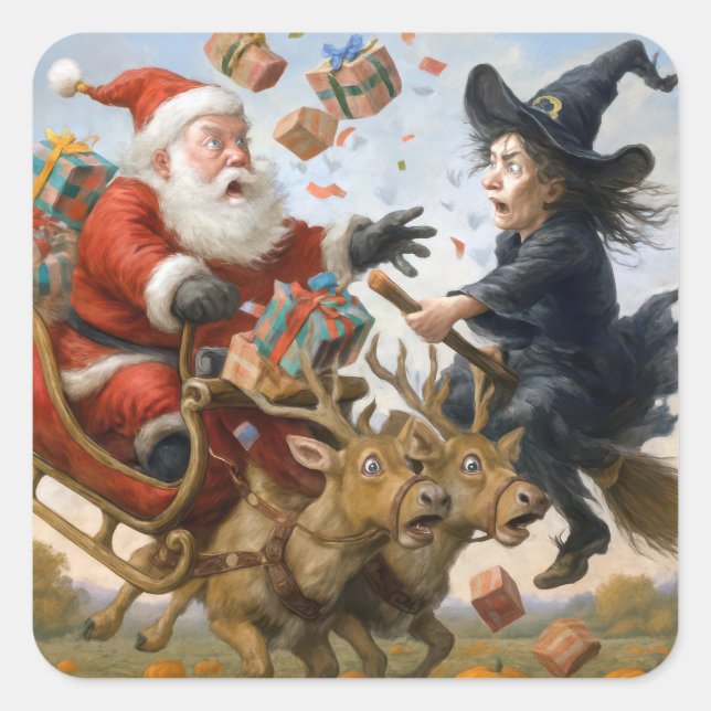 Christmas Thanksgiving and Halloween Crash Square Sticker (Front)