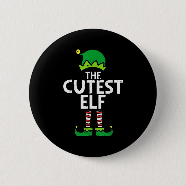 Christmas The Cutest Elf Xmas Family Matching Boys 2 Inch Round Button (Front)