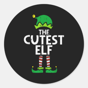 Christmas The Cutest Elf Xmas Family Matching Boys Classic Round Sticker