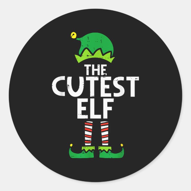 Christmas The Cutest Elf Xmas Family Matching Boys Classic Round Sticker (Front)