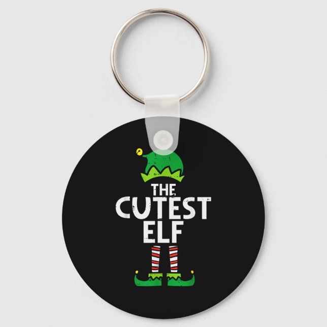 Christmas The Cutest Elf Xmas Family Matching Boys Keychain (Front)
