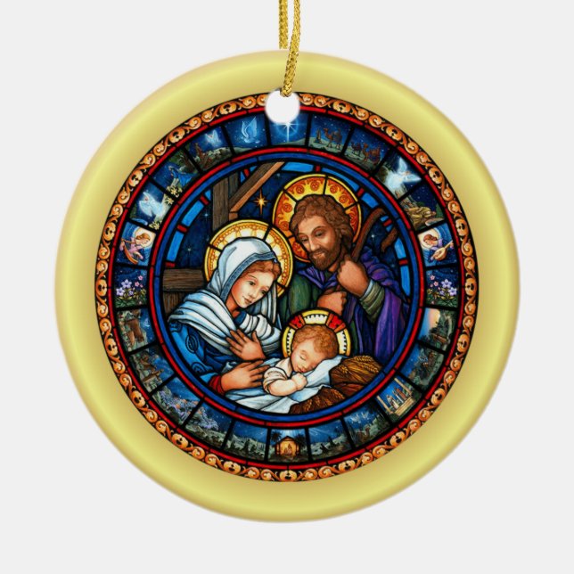 Christmas ~ The Holy Family ~ Nativity ~ * ~ Ceramic Ornament (Front)