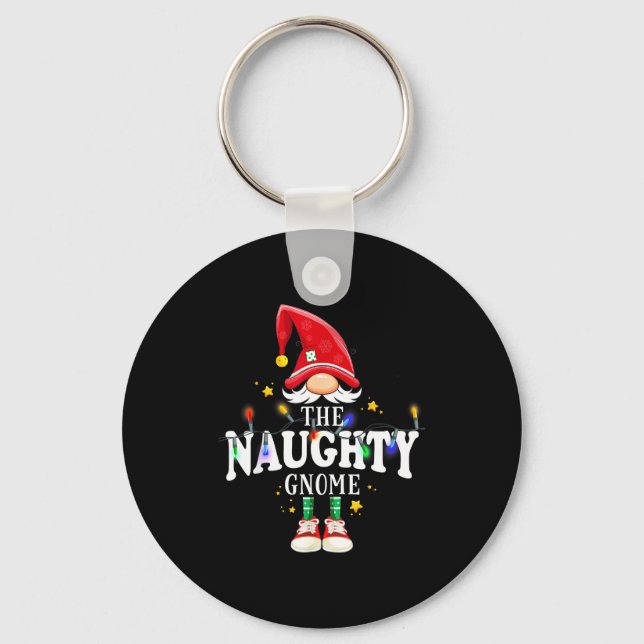Christmas The Naughty Gnome X-mas Matching Pjs  Keychain (Front)