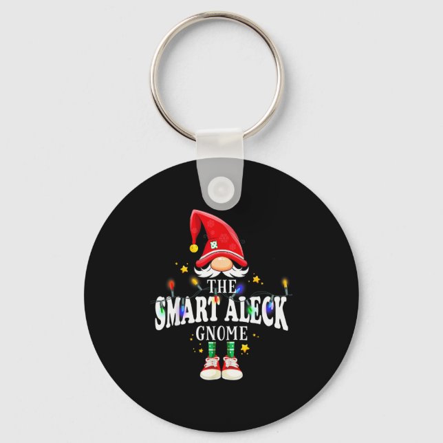 Christmas The Smart Aleck Gnome X-mas Matching Pjs Keychain (Front)