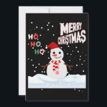 Christmas The Snowman Invitation<br><div class="desc">This invitation showcase the words "Merry Christmas Ho Ho Ho" in a unique print font with multi-coloured letters and Christmas The Snowman wear red and white with snow falling in the background in this X-mas theme and style. Printed on a classic, all around paper 17.5 pt thickness with an uncoated...</div>