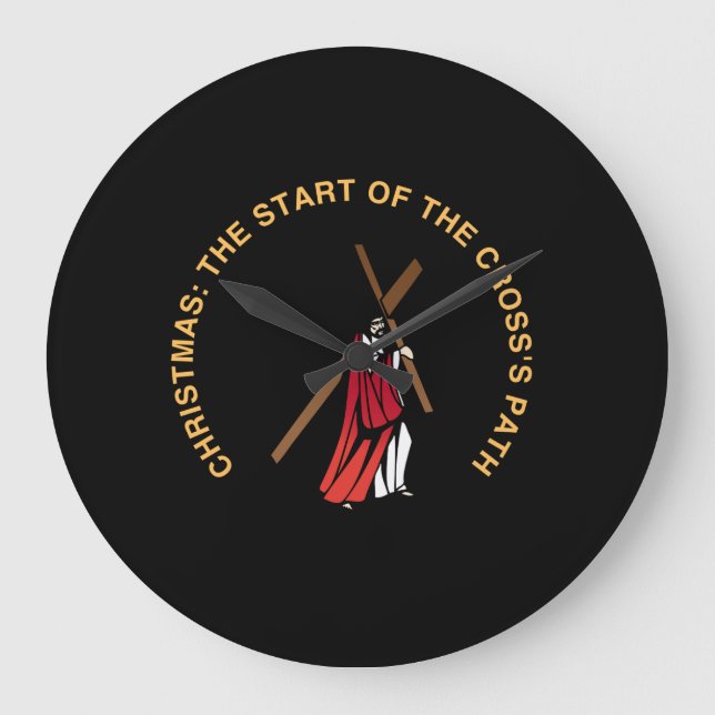 Christmas: The Start of the Cross's Path Large Clock (Front)