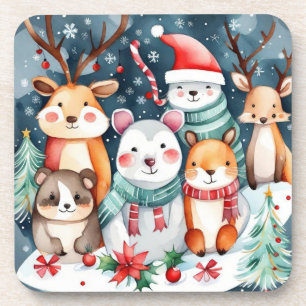 Christmas theme Christmas cute animals  Coaster