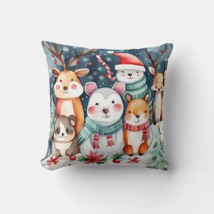 Christmas theme Christmas cute animals  Throw Pillow