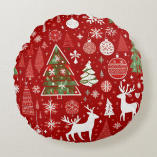 Christmas theme Christmas trees snowflake  Round Pillow