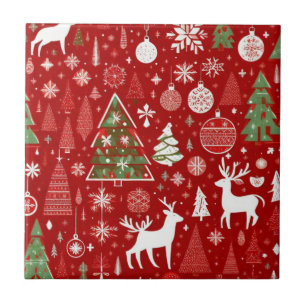 Christmas theme Christmas trees snowflake  Tile