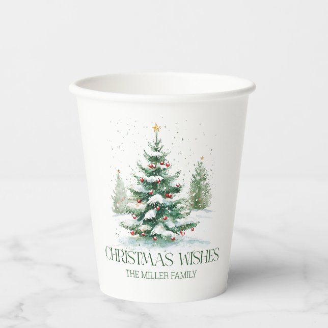 Christmas Theme Christmas Wishes Retro Typography Paper Cups (Front)