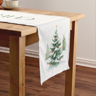Christmas Theme Christmas Wishes Retro Typography Short Table Runner