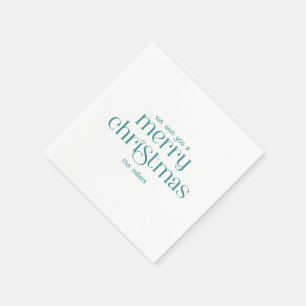Christmas Theme Design Turquoise Retro Typography Napkin