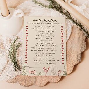 Christmas Theme Downloadable Would She Rather Card
