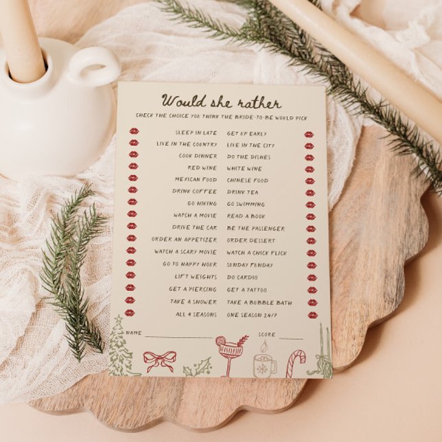 Christmas Theme Downloadable Would She Rather Card (Creator Uploaded)