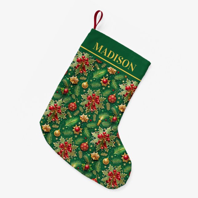 Christmas Theme Festive Colourful Pattern Small Christmas Stocking (Front (Hanging))