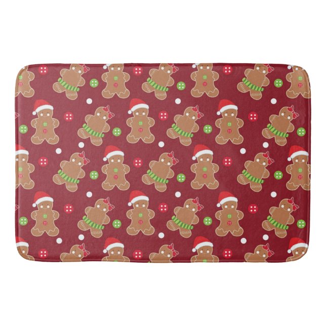 Christmas Theme Gingerbread Men Bath Mat (Front)