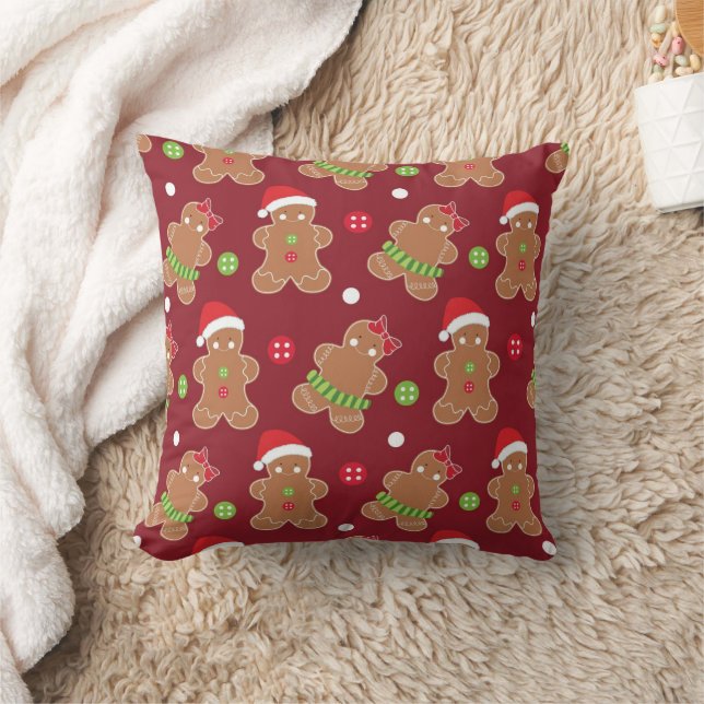 Christmas Theme Gingerbread Men Throw Pillow (Blanket)