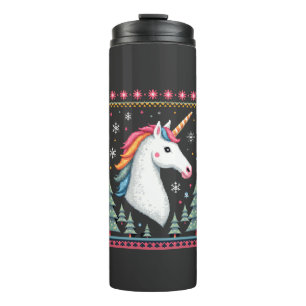 Christmas Theme Knitted Unicorn Unicorns T-Shirt ( Thermal Tumbler