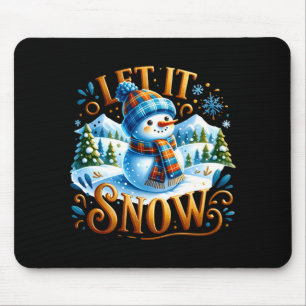 Christmas Theme Let It Snow Cute Snowman T Shirt Mouse Pad