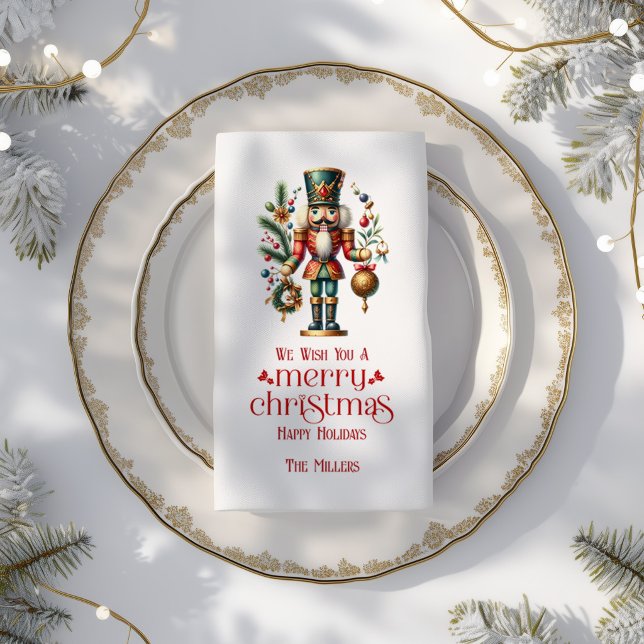 Christmas Theme Nutcracker Retro Typography Napkin (Creator Uploaded)