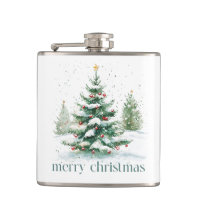 Christmas Theme Snowy Tree Retro Typography