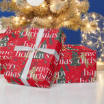 Christmas Theme Trees & Tigers White Typography Wrapping Paper<br><div class="desc">This colourful cartoon-style Christmas tree pattern with a red custom background features
Christmas,  trees,  cute tigers,  and Merry Christmas and Happy Holidays white typography in a seamless pattern.</div>