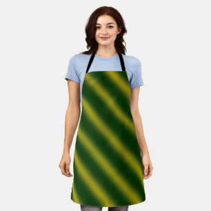 Christmas Theme  Wavy Pattern Gold & Green Apron
