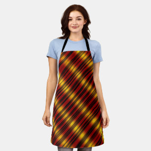 Christmas Theme Wavy Pattern Gold & Red & Black, Apron