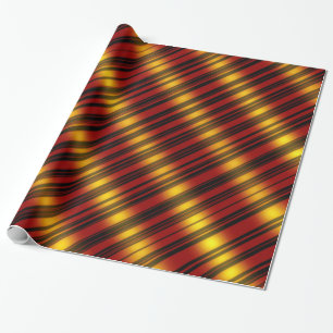 Christmas Theme  Wavy Pattern Gold & Red & Black, Wrapping Paper
