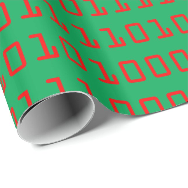 Christmas-themed Computer Binary Code Wrapping Paper (Roll Corner)
