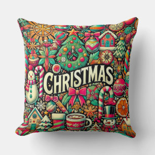 Christmas-themed decorations throw pillow