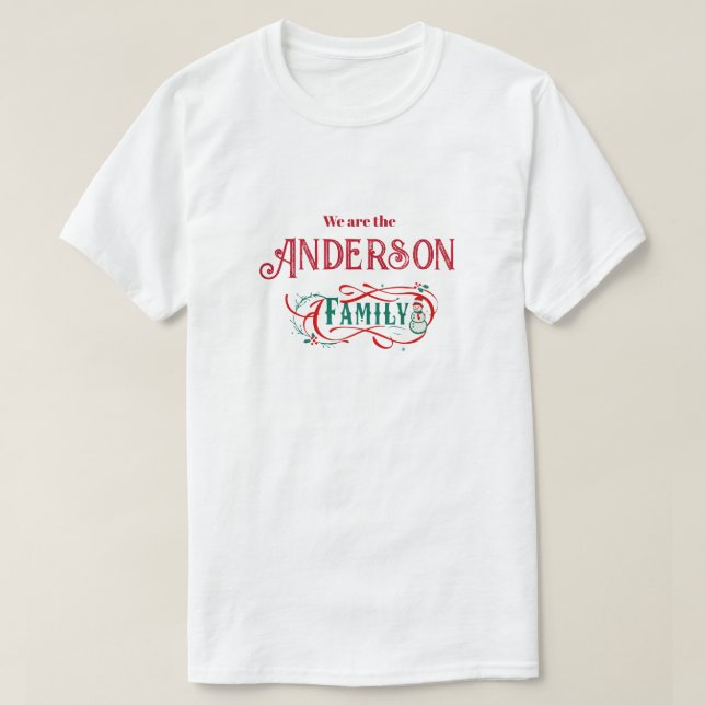 Christmas themed family group personalized T-Shirt (Design Front)