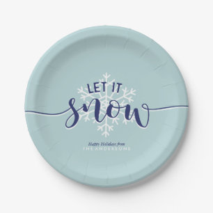 Christmas Themed "Let It Snow" Paper Plate
