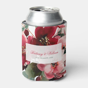  Christmas Themed Red Floral Wedding  Can Cooler
