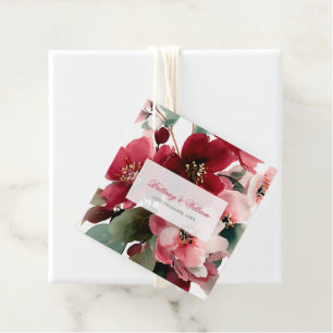  Christmas Themed Red Floral Wedding  Favour Tags