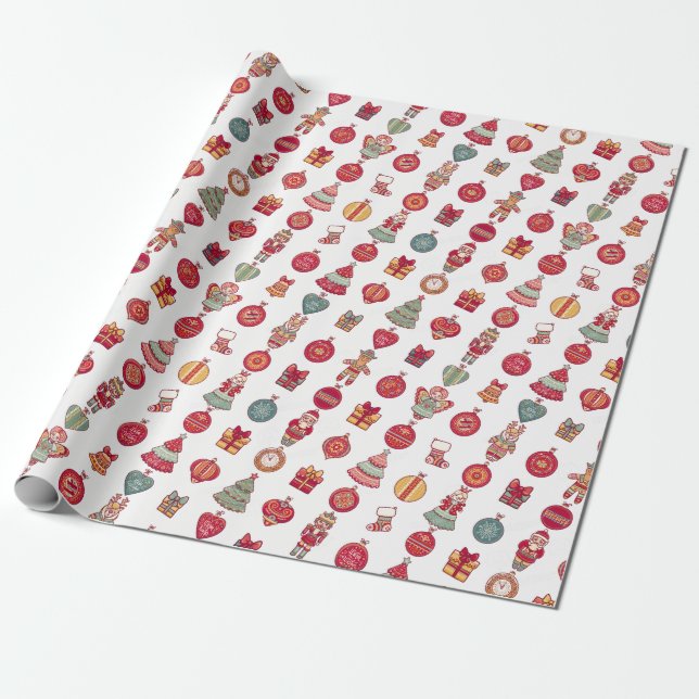 Christmas Themed Wrapping Paper (Unrolled)