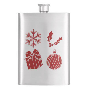 Christmas Things - Snowflake, Holly, Present, and  Hip Flask