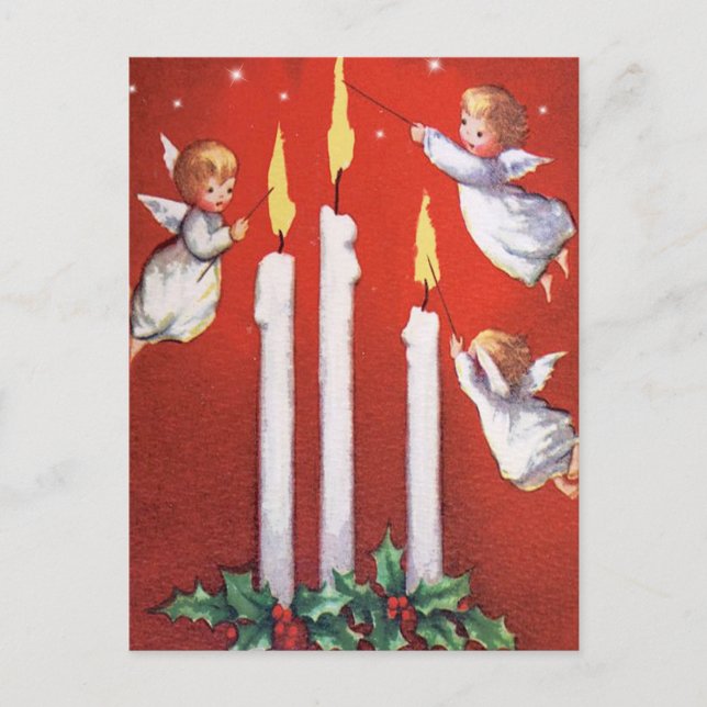   Christmas Three Little Angels Vintage Christmas Postcard (Front)