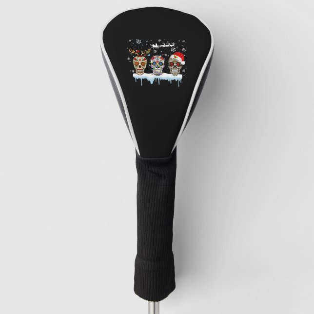 Christmas Three Mexican Flower Sugar Skull In Golf Head Cover (Front)
