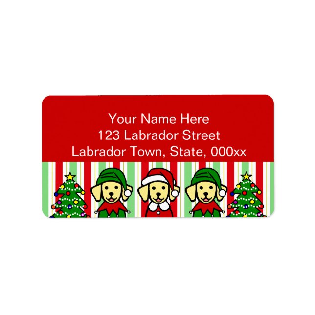 Christmas Three Yellow Labrador Puppies Label (Front)