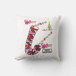 Christmas Throw Pillow, Cat Kittens Meow Mouse  Throw Pillow