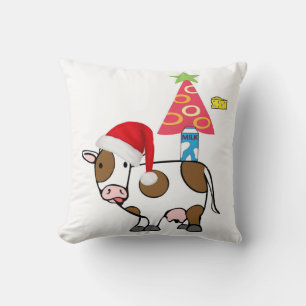Christmas Throw Pillow, Cow Country Cheese Milk Throw Pillow