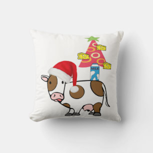Christmas Throw Pillow, Cow Country Milk Cheese Pillow